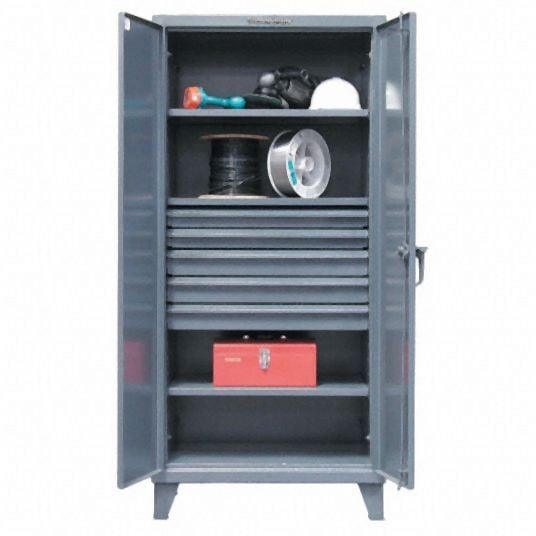 Strong Hold Heavy Duty Storage Cabinet, Dark Gray, 78 in H X 36 in W X 24 in D, Assembled, 3 Cabinet Shelves, 36-243-5DB