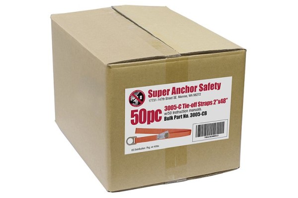 Super Anchor Safety Orange Tie-Off Strap, Bulk Box, Qty: 50 pieces, 3005-CB