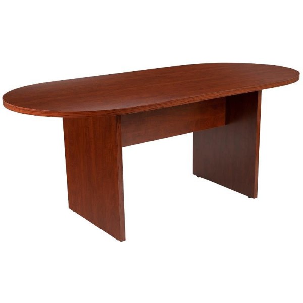Flash Furniture Jones 6 Foot (72 inch) Oval Conference Table in Cherry, GC-TL1035-CHR-GG