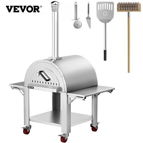 VEVOR Outdoor Pizza Oven Wood Fired Pizza Oven Movable Stainless Steel 32", HWPSKX3253149T6YRV0