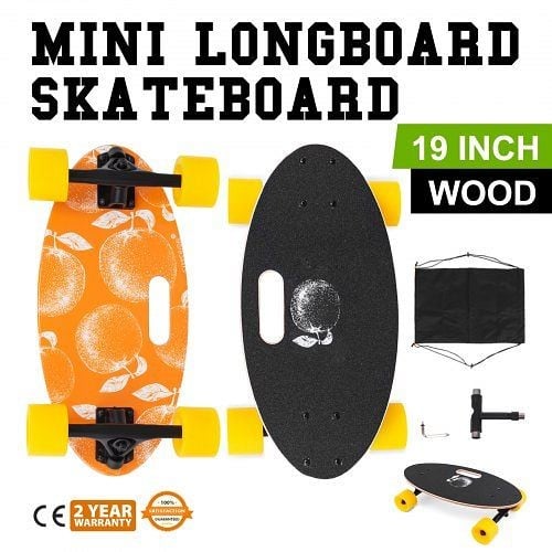 VEVOR 19" Mini Cruiser Skateboard Deck Complete Mini Longboard Retro Fast Street, Orange, CBMNTC00000000001V0