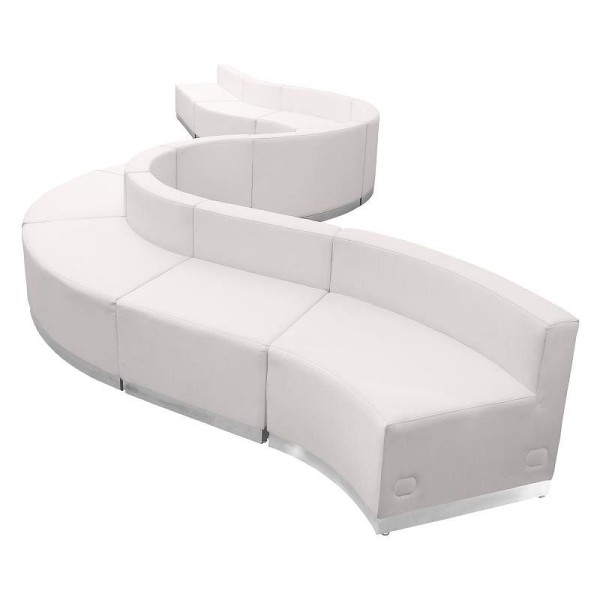 Flash Furniture HERCULES Alon Series Melrose White LeatherSoft Reception Configuration, Fixed Width 195.5", 10 Pieces, ZB-803-400-SET-WH-GG