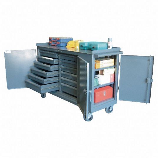 Strong Hold Gray Industrial Premium Rolling Cabinet, 42 in H X 61 in W X 24 in D, Number of Drawers: 12, 5-TC-3D-242-12/5DB