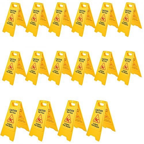 VEVOR Wet Floor Sign Caution Wet Floor Yellow Floor Wet Sign Double Sided 16 Packs, JSP16PCSDBAQBZ001V0