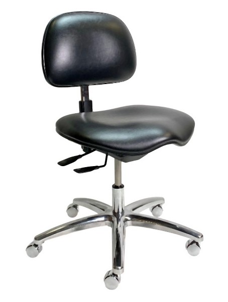 GK Chairs Cleanroom Task Desk Height 7 Series Chair, Black Standard Vinyl without Arms, C745AT-EA-V557-A28P-NR-01-P