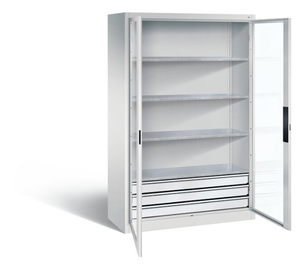 CP Furniture Large-capacity tool cabinet, viewing window, telescopic rail guide, Shelves 4 above, H 1950 x W 1200 x D 500 mm, 8931-553