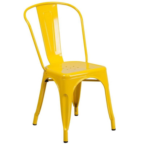 Flash Furniture Perry Commercial Grade Yellow Metal Indoor-Outdoor Stackable Chair, CH-31230-YL-GG