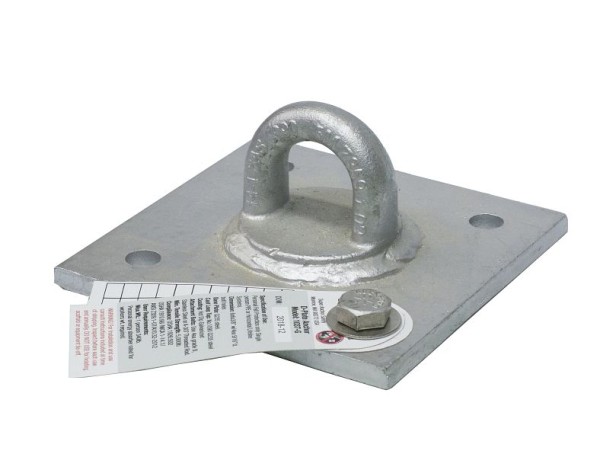 Super Anchor Safety 6"x6"x3/8" HDG D-Plate Anchor with Loop Top, 1037-G