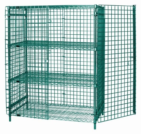 Quantum Storage Systems Security Unit stationary 36x18x63", top, bottom & intermediate shelves, set with back, sides, doors, 4 posts, 1836-63SECP-2