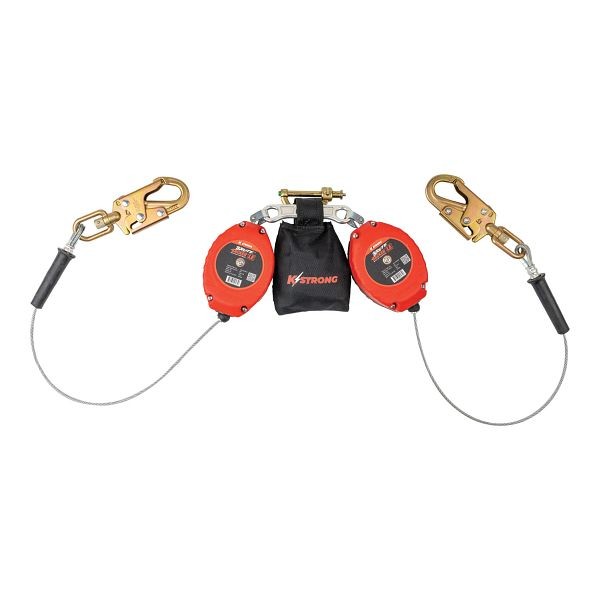 KStrong BRUTE Backer LE Dual 8.5 ft. Cable SRL with swivel snap hooks at anchorage end, other end dorsal connector shock pack assembly (ANSI), UFS310206LD
