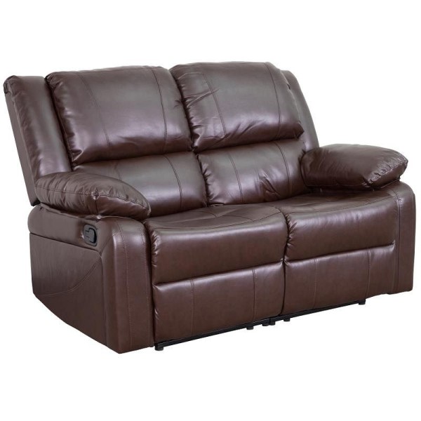 Flash Furniture Harmony Series Brown LeatherSoft Loveseat with Two Built-In Recliners, BT-70597-LS-BN-GG