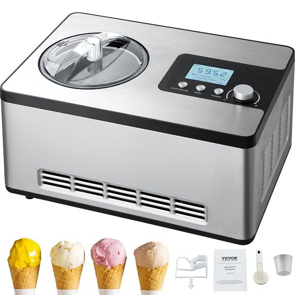 VEVOR Automatic Ice Cream Maker with Built-in Compressor, 2 Quart No Pre-freezing Fruit Yogurt Machine, JYBQLJ2KTYSJ0T1GSV1