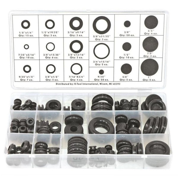 K Tool International 125-pieces Grommet Assortment Kit, KTI00091