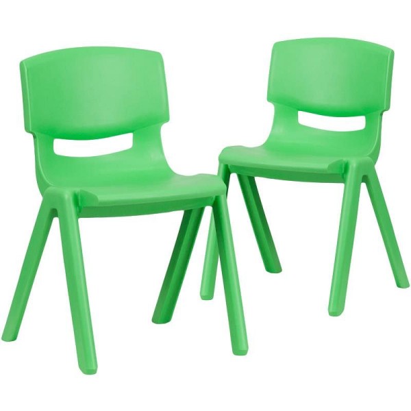 Flash Furniture Whitney 2 Pack Green Plastic Stackable School Chair with 13.25" Seat Height, 2-YU-YCX-004-GREEN-GG