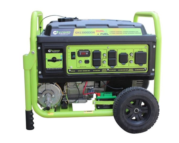 Green Power 13000 W Dual Fuel Generator with Electrical Start, EPA Approved, GN13000DEW