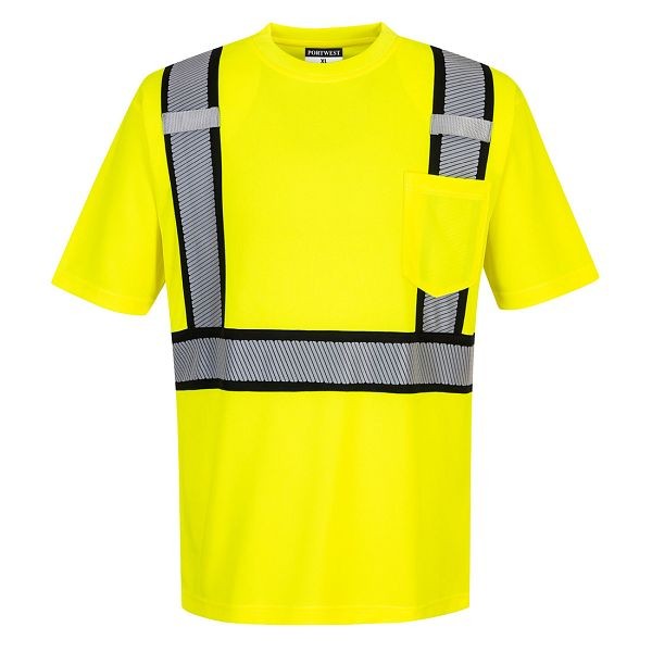 Portwest Detroit Short Sleeve T-Shirt, Yellow/Black, 4XL, S395YBR4XL