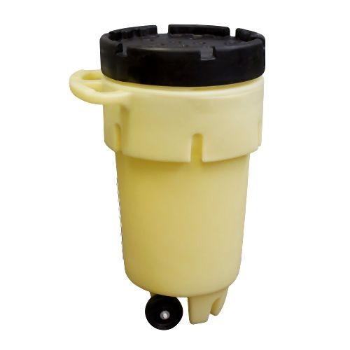 ENPAC 50 Gallon Wheeled Poly SpillPack Drum, Yellow Base with Black Slip-Top Lid, 1159-YE