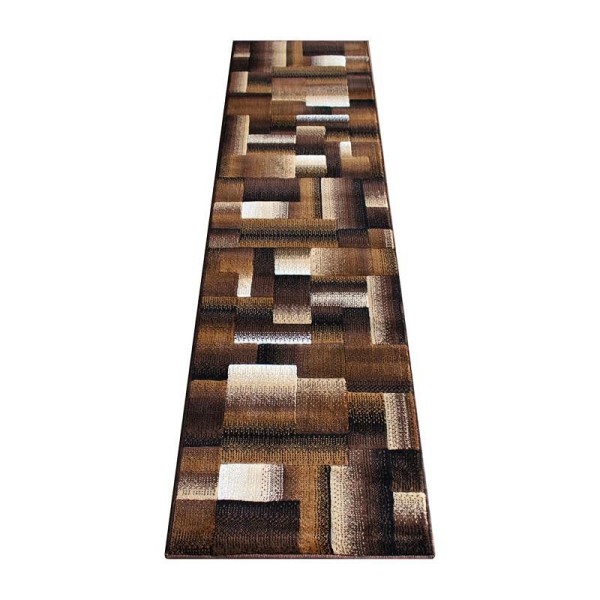 Flash Furniture Elio Collection 2' x 7' Chocolate Color Blocked Area Rug - Olefin Rug with Jute Backing - Living Room, or Bedroom, ACD-RGTRZ861-27-CO-GG