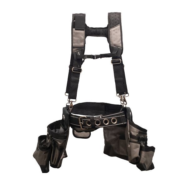 Bucket Boss Mullet Buster 3 Tool Bag Tool Belt with Suspenders in Grey, Quantity: 3 cases, 55135