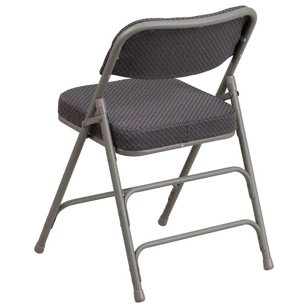 Flash Furniture HERCULES Series Premium Curved Triple Braced & Double Hinged Gray Fabric Metal Folding Chair, Pack of 2, 2-AW-MC320AF-GRY-GG