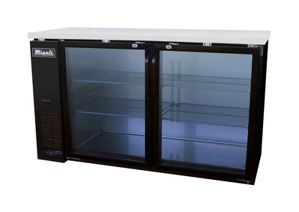 Migali 60″ Glass Door Back Bar Refrigerator, 60.8"x24.4"x35.75" (WxDxH), R290, Lift Gate included, C-BB60G-HC+LG