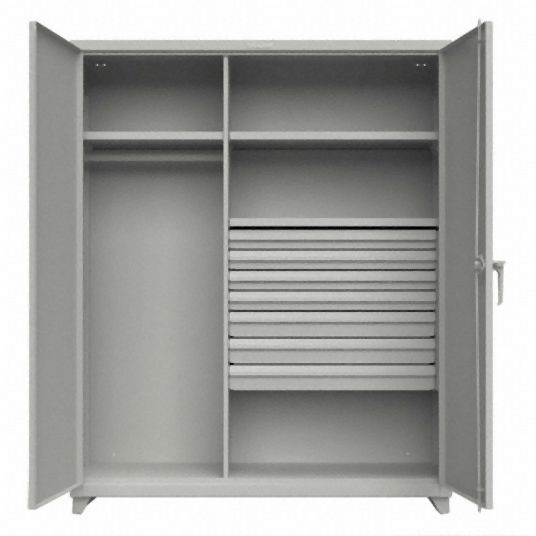 Strong Hold Heavy Duty Storage Cabinet, Grey, 75 in H X 36 in W X 24 in D, Assembled, 56-W-243-7DB-L