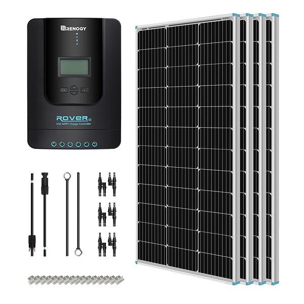 Renogy 400 Watt 12 Volt Solar Starter Kit w/ MPPT Charge Controller, RNG-KIT-STARTER400D-RVR40