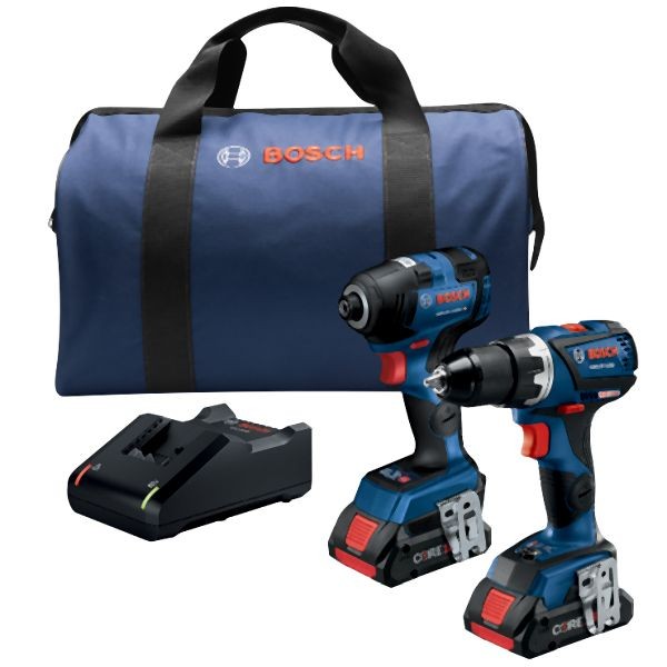 Bosch 18V 2-Tool Combo Kit with Connected-Ready 1/4 Inches Hex Impact Driver, Connected-Ready Compact Tough 1/2 Inches Drill/Driver, 06019G4115
