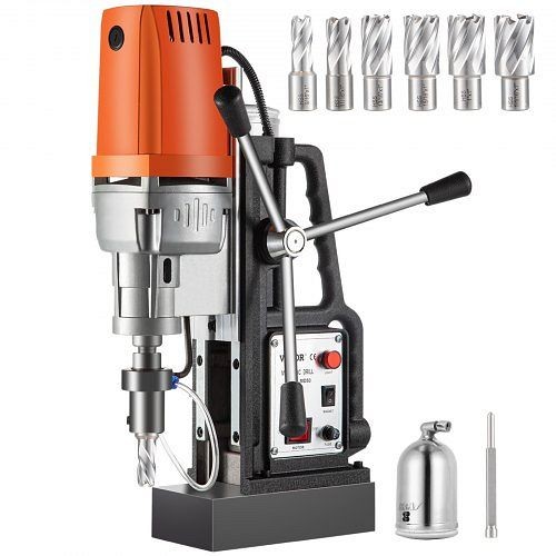 VEVOR Magnetic Drill 1680W Magnetic Drill Press, 6 Pieces HSS Annular Cutter Bits, CLZMD50PZT7J2YC01V1