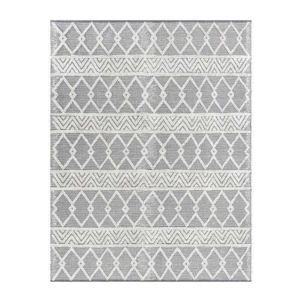 Flash Furniture Deanna Indoor Geometric 8'x10' Area Rug - Hand Woven Gray Area Rug with Ivory Diamond Pattern, Polyester/Cotton Blend, CI-21-231-810-GY-GG