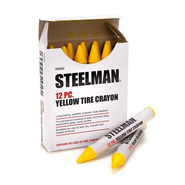 STEELMAN Yellow Tire Marking Crayons, Pack of 12, 00062