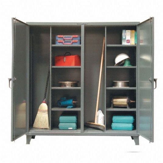 Strong Hold Heavy Duty Storage Cabinet, Dark Gray, 78 in H X 72 in W X 24 in D, Assembled, 8 Cabinet Shelves, 66-DSBC-248