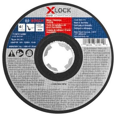 Bosch 4-1/2 Inches x .045 Inches X-LOCK Arbor Type 1A (ISO 41) 60 Grit Fast Metal/Stainless Cutting Abrasive Wheel, 2610053357
