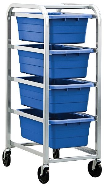 Quantum Storage Systems Tub Rack, mobile, 60 lb. weight capacity per bin, end loading, holds (4) TUB2516-8 blue tubs (included), TR4-2516-8BL