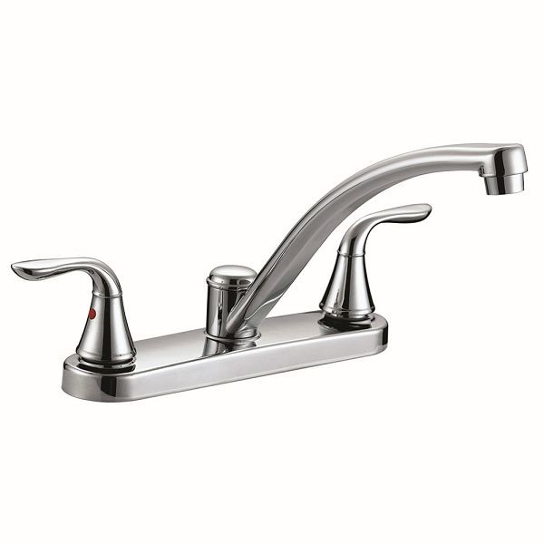 Jones Stephens Chrome Plated Two Handle Kitchen Faucet with Spray, 1558001