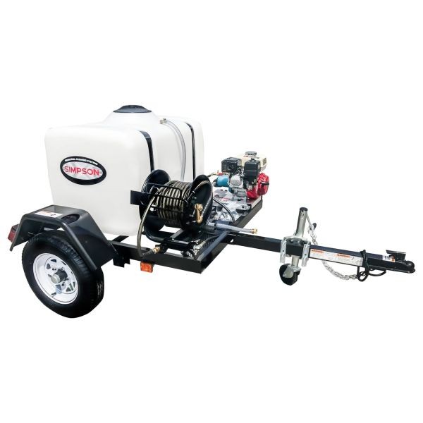 Simpson Professional Gas Pressure Washer Trailer 3200 PSI at 2.8 GPM HONDA® GX200 with CAT® Triplex Plunger Pump, Cold Water, 95000