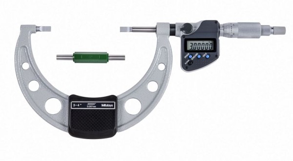 Mitutoyo Digimatic Micrometer, Blade, I/m 3-4 In, .00005 In, Non-Rotating, Outside, Ratchet Stop, 422-333-30