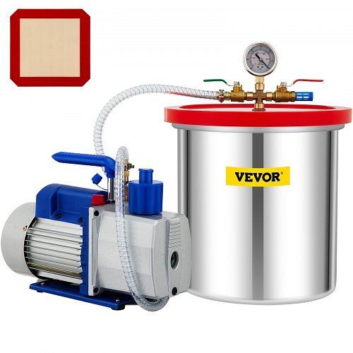 VEVOR Vacuum Chamber with Pump Vacuum Chamber Kit 5 Gal 7CFM 3/4HP Dual Stage, S12HP7CFM110VHZQ5V1
