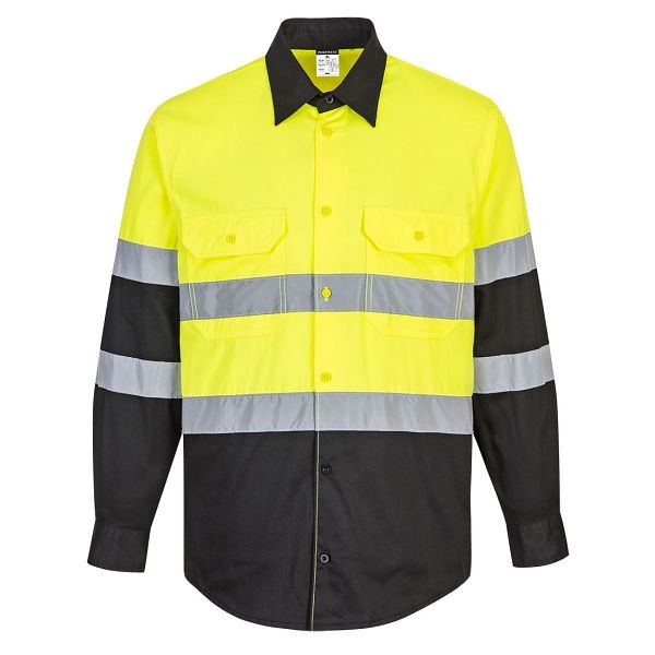 Portwest Two Tone ANSI Long Sleeve Work Shirt, Yellow/Black, 4XL, E066YBR4XL