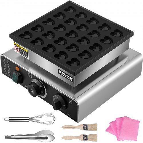VEVOR 25 Pieces Heart-Shaped Electric Mini Dutch Pancake Maker Waffle Maker 850W, HFBJ25KXXXSB00001V1