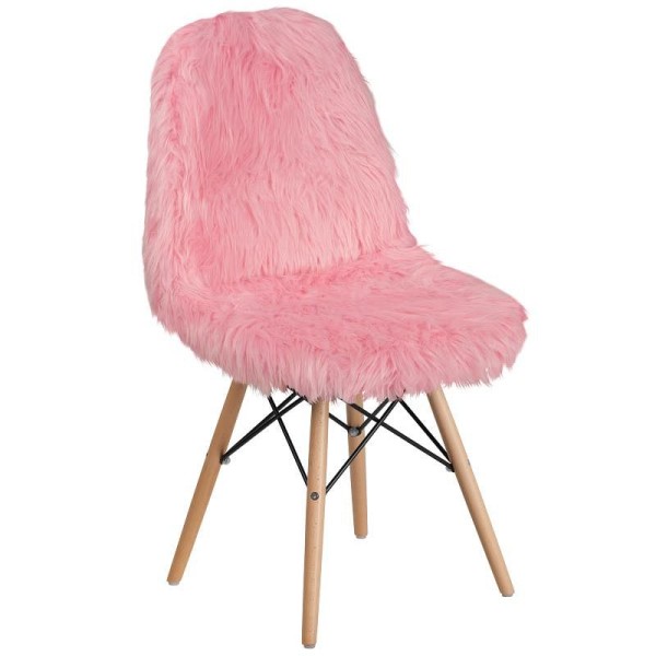 Flash Furniture Calvin Shaggy Dog Light Pink Accent Chair, DL-8-GG