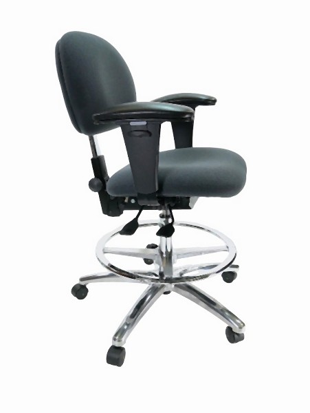 GK Chairs ESD Task Desk Height 3 Series Chair, Dark Gray ESD Fabric with Upholstered Arms, E345AT-AA-F865-A28P-NR-TE-07-P