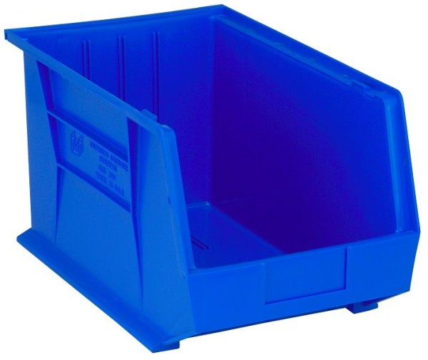 Quantum Storage Systems Bin, stacking or hanging, 11"W x 18"D x 10"H, polypropylene, blue, QUS260BL