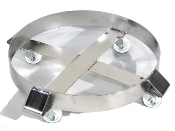 MORSE Drum Dolly, Round, Type 304 Stainless Steel, 23" Diameter, 1000 Lbs. Capacity, Stainless Steel Casters, 14-SSC