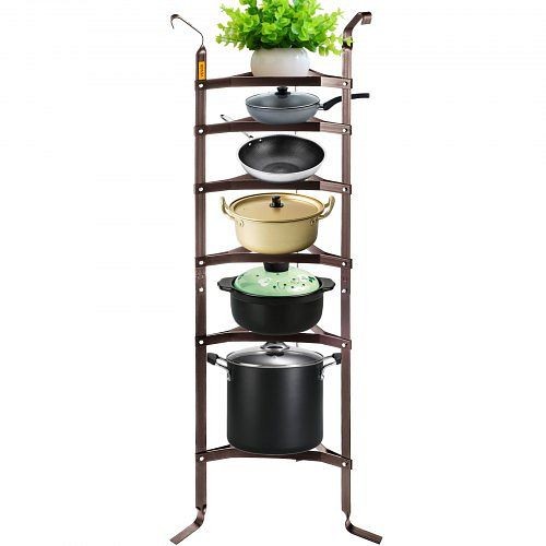VEVOR 6-Tier Cookware Stand, Carbon Steel Multi-Layer Pot Rack, 61-inch Cookware Shelf, Bronze Cookware Storage Tower, JSLSCJSNJQTS6299SV0