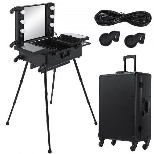 VEVOR 2in1 Rolling Makeup Case Trolley Train Box Organizer with Key Travel Cosmetic, HZXHSNZLG00000001V1