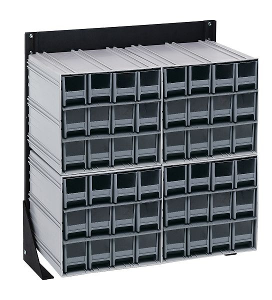 Quantum Storage Systems Interlocking Storage Cabinets Floor Stand, single sided, 12"D x 23-5/8"W x 28"H, includes (48) gray drawers, QIC-124-122GY