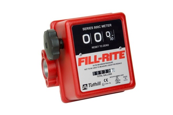 Fill-Rite Mechanical 1" Meter, Up to 99.9 Gallon Digits, 807C1