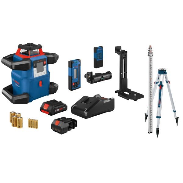 Bosch 18V REVOLVE4000 Connected Self-Leveling Horizontal/Vertical Rotary Laser Kit with (1) CORE18V 4.0 Compact Battery, 0601061F11