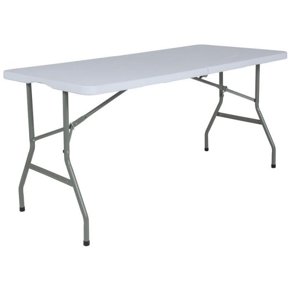 Flash Furniture Kathryn 4.97-Foot Bi-Fold Granite White Plastic Folding Table, RB-3060FH-RES-GG